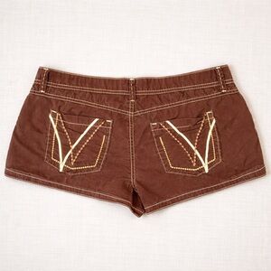 ✨ Y2K Western Inspired Brown Cotton Shorts w Unique Embroidery Size 9
